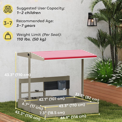 Caja de arena para niños con cocina de madera