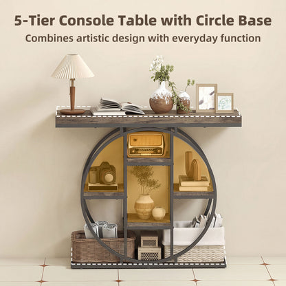 Industrial console table with storage shelves 100 x 30 x 81.5 cm