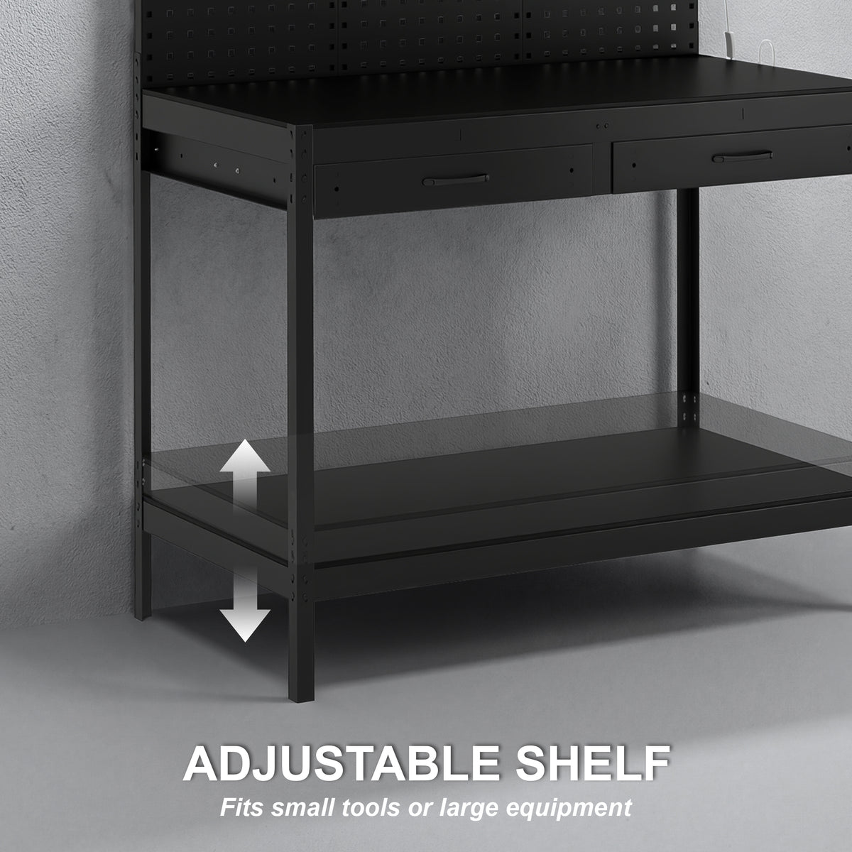 Heavy-Duty Workbench with LED Light and Power Outlets