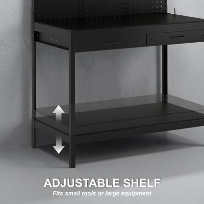 Heavy-Duty Workbench with LED Light and Power Outlets