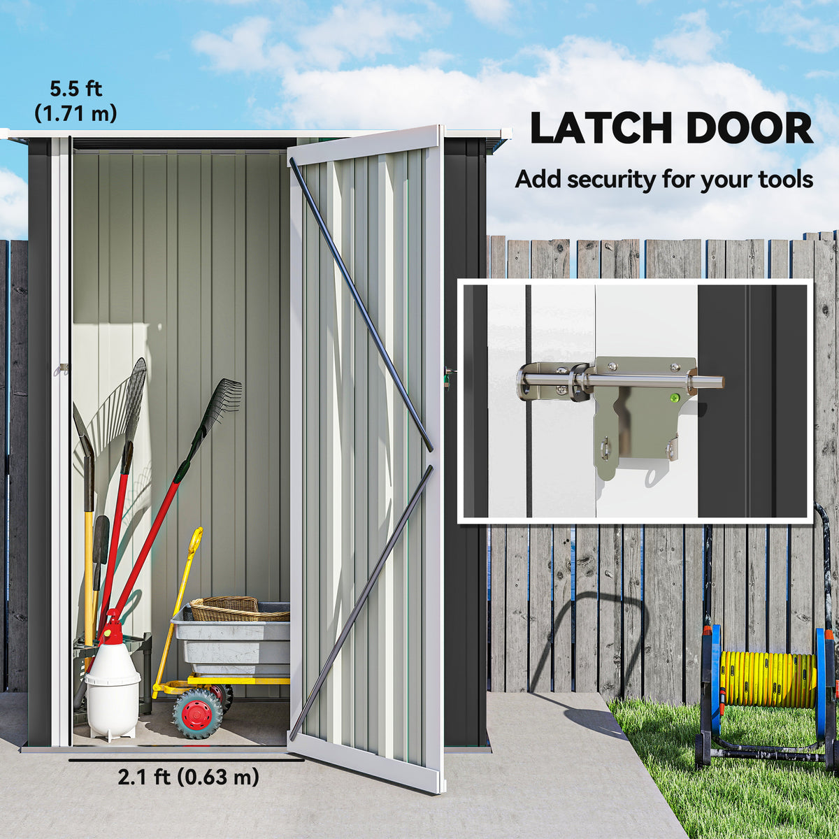 Outdoor Storage Shed 5 x 3 ft Sloped Roof