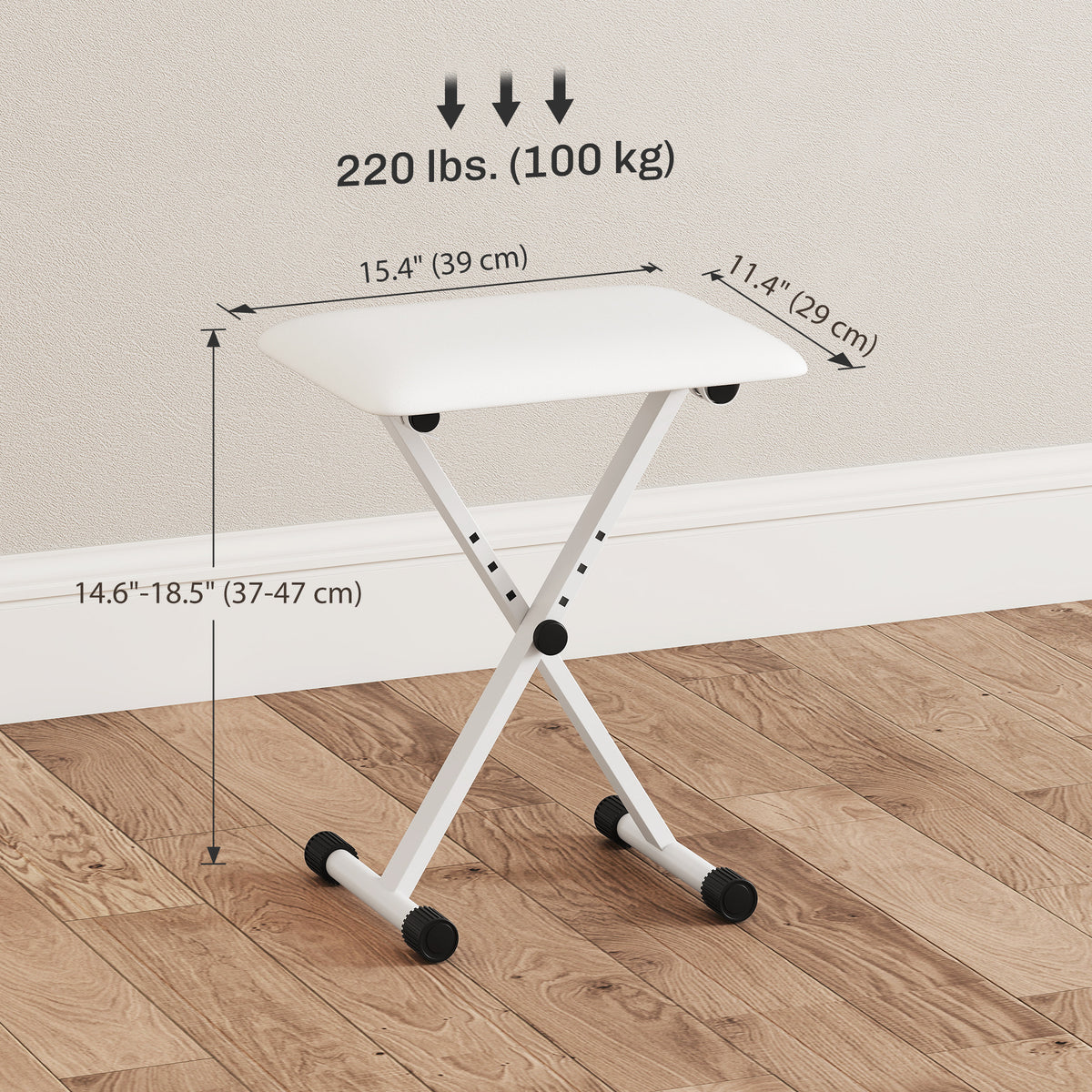 Adjustable Folding Piano Bench Padded Seat