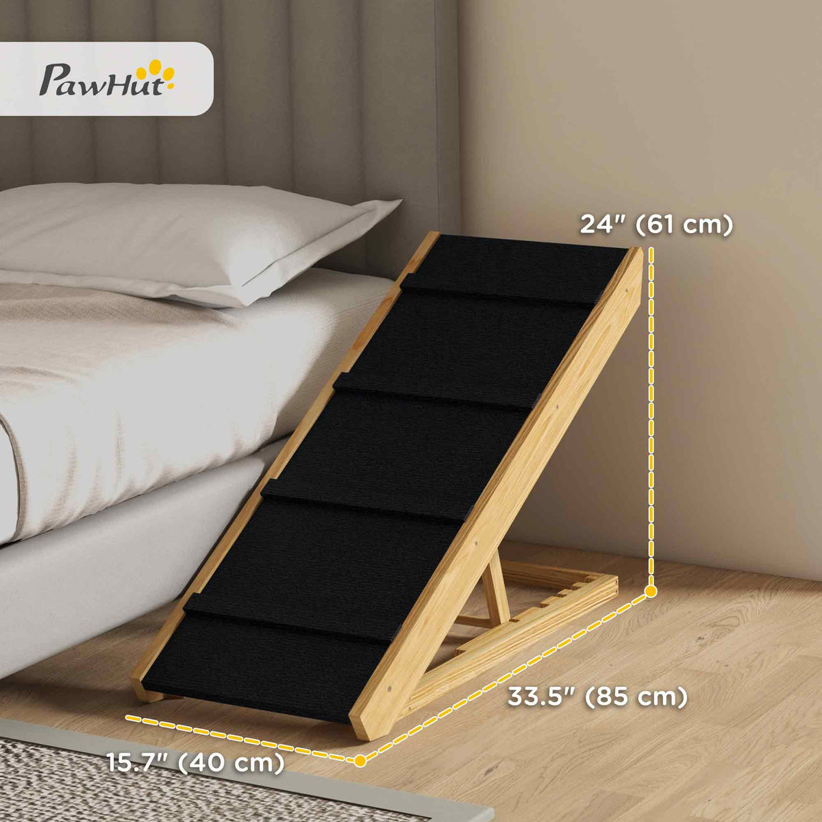 Escalera ajustable para perros de madera de pino