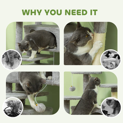 Multi-Level Cat Tree with Scratching Posts and Condo 138 cm
