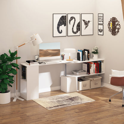 Corner Desk 360° Rotating with 3-Tier Shelves