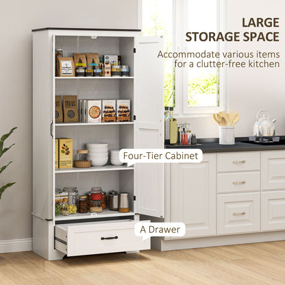 Farmhouse Pantry Cabinet with Drawer and Shelves
