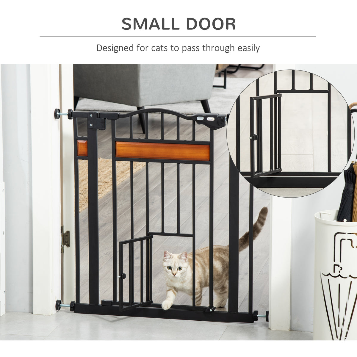 Extra wide dog gate with cat door