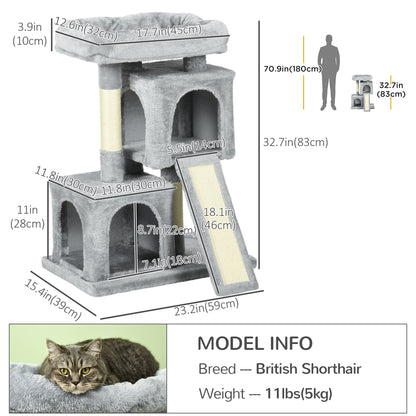 Multi-activity Cat Tower with Sisal Scratching Post — light