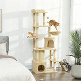 Large multi-level cat tree scratching posts tunnel