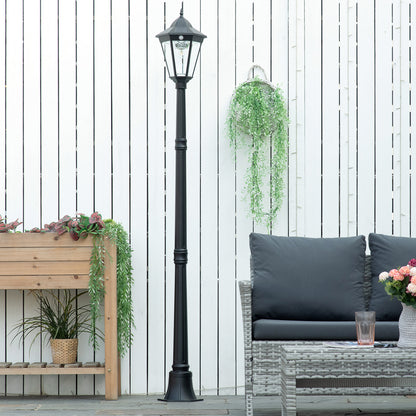 196cm Solar Outdoor Motion Sensor Floor Lamp Black