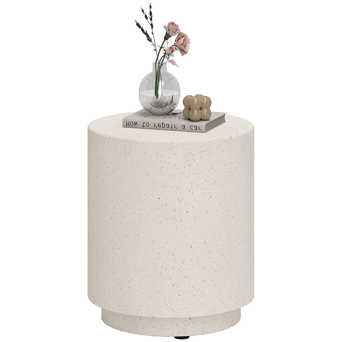 Round terrazzo finish side table