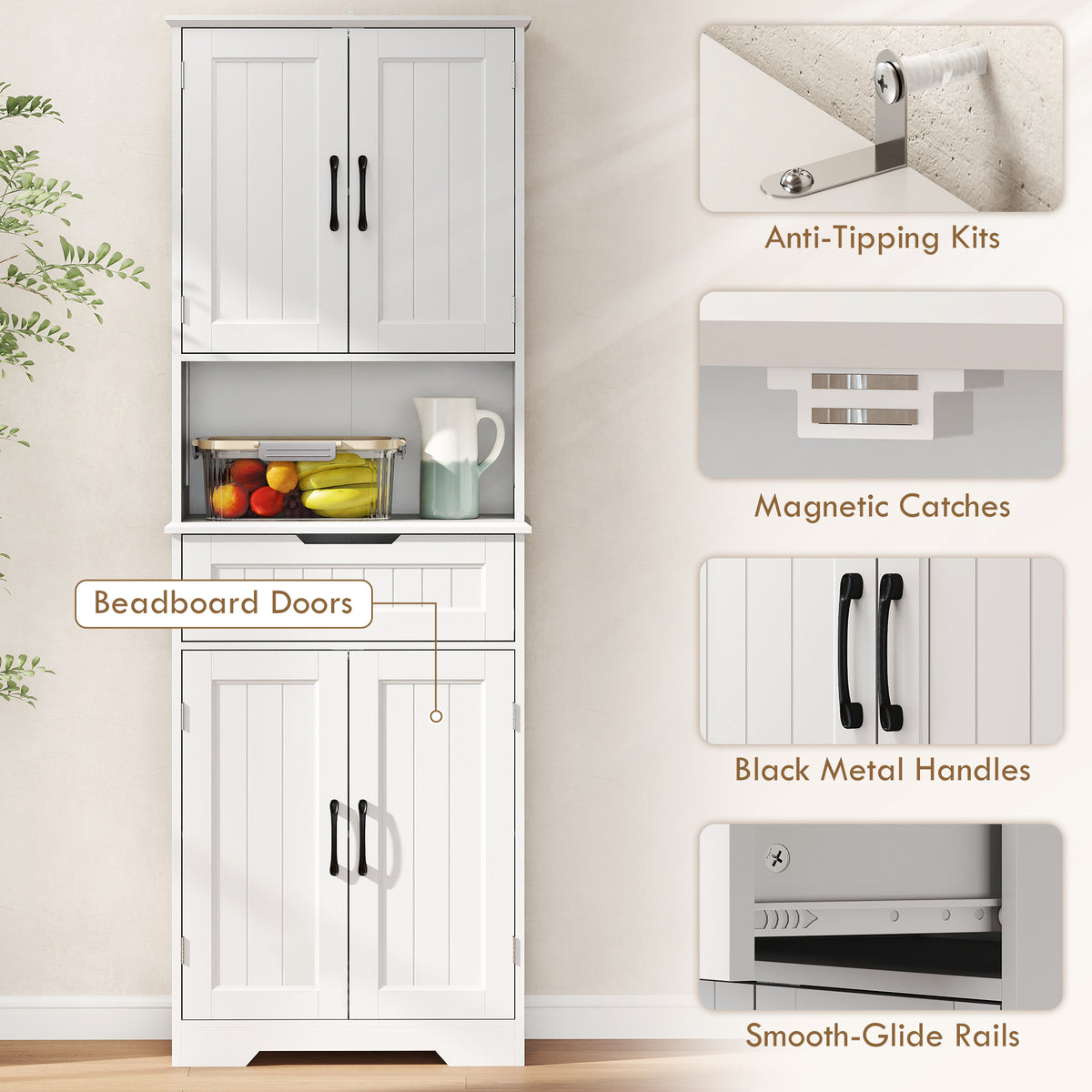 Kitchen buffet with hutch pantry cabinet