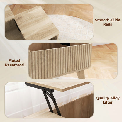 102 cm Fluted Lift Top Coffee Table