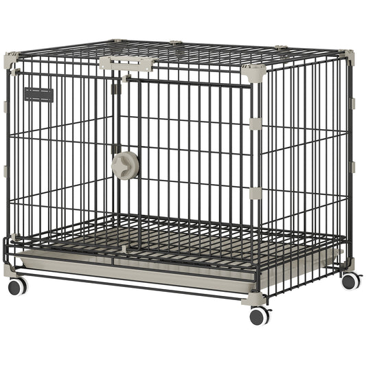 Metal wheeled dog crate