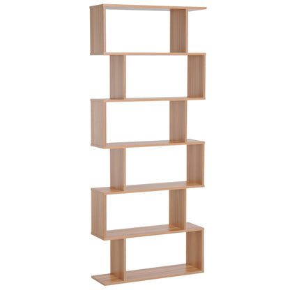 Modern 6-Tier Geometric Wooden Bookshelf