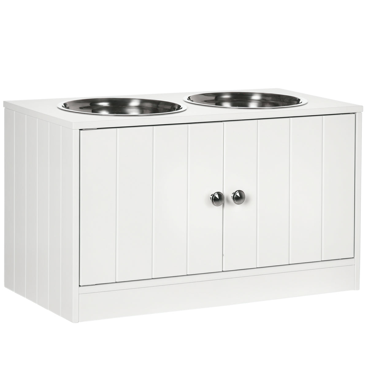 Elevated Dog Feeding Station with Storage — White
