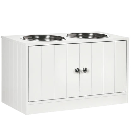 Elevated Dog Feeding Station with Storage — White