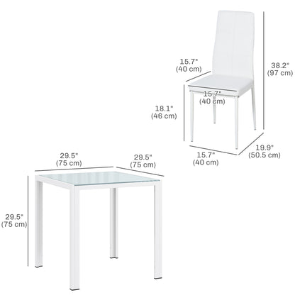 Dining set 3-piece rectangular glass table with chairs