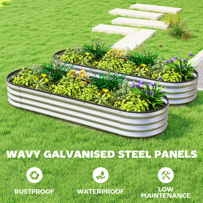 Galvanized Raised Garden Beds 183x60x30cm - Set of 2