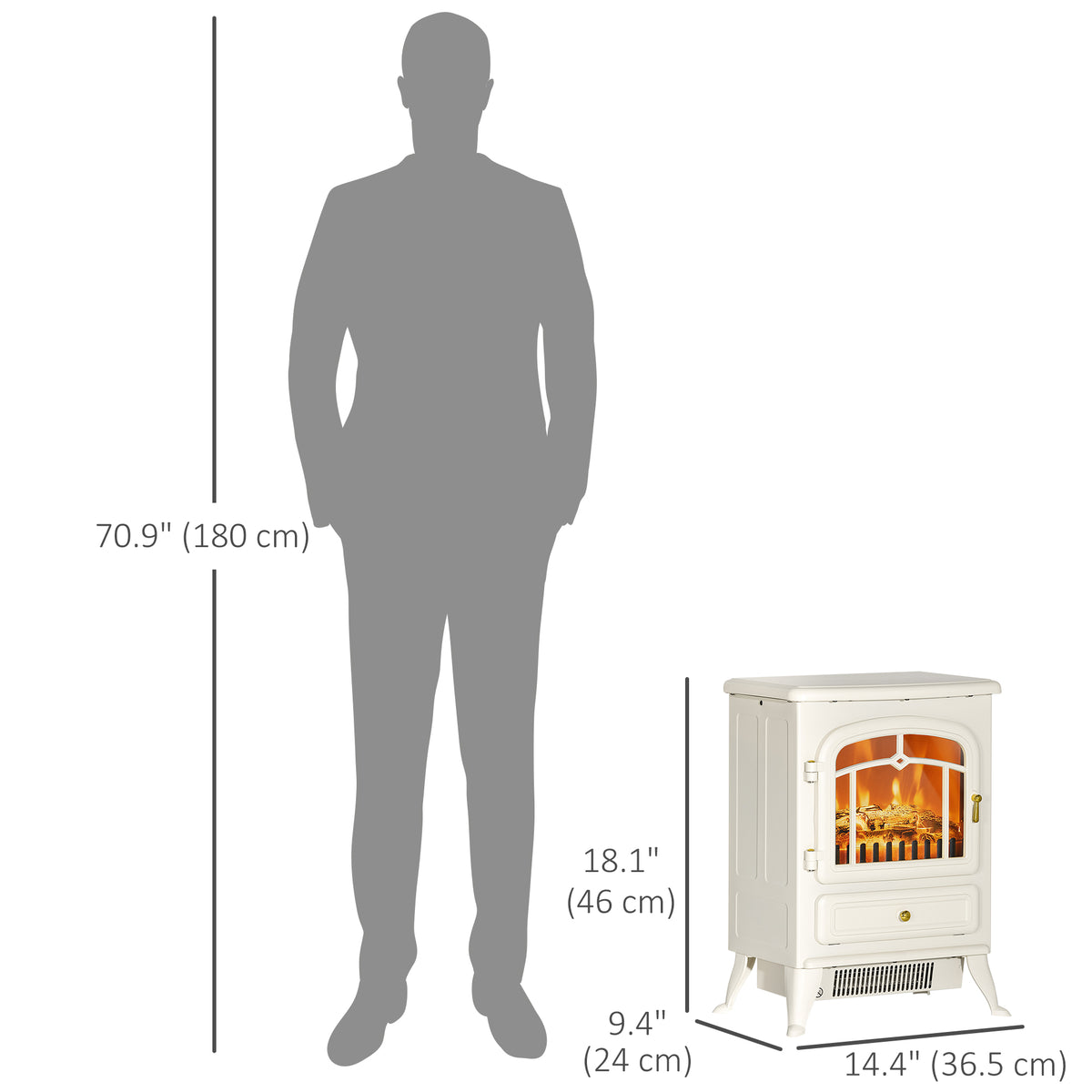 Freestanding Electric Fireplace 16 in. with Realistic Flame