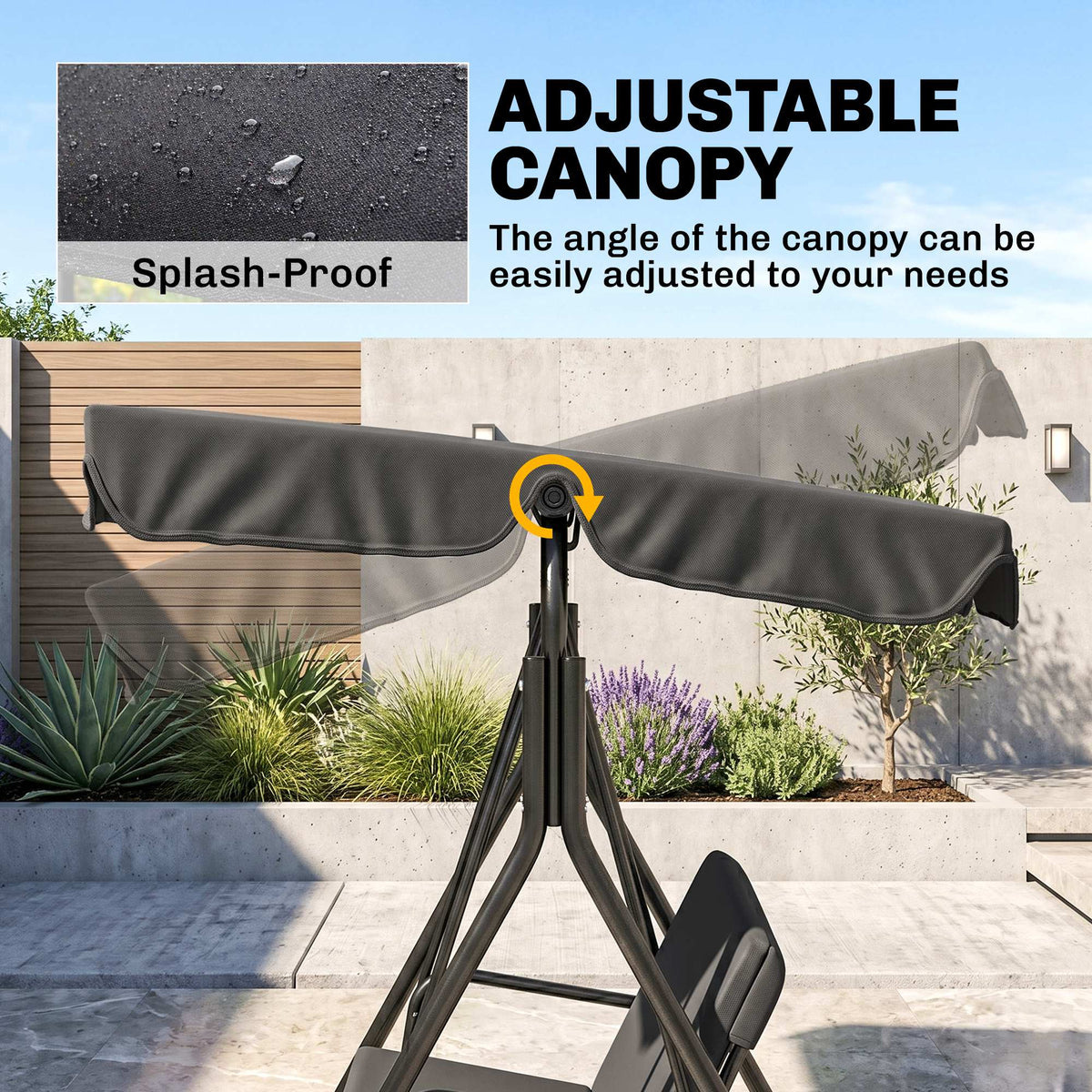 Patio Swing 3 Seater with Adjustable Canopy