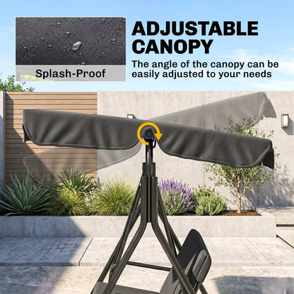 Patio Swing 3 Seater with Adjustable Canopy
