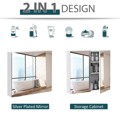 Wall-Mounted Medicine Cabinet with Double Mirror Door