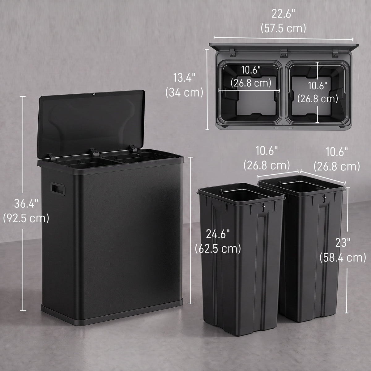 Smart Dual-Compartment Automatic Trash Can 60 L