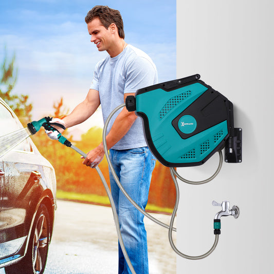 Retractable Wall-Mounted Garden Hose Reel 1/2" x 49 ft