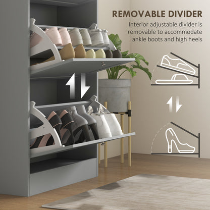 Shoe Cabinet 3 Flip Drawers Adjustable Shelves, 12-18 Pairs