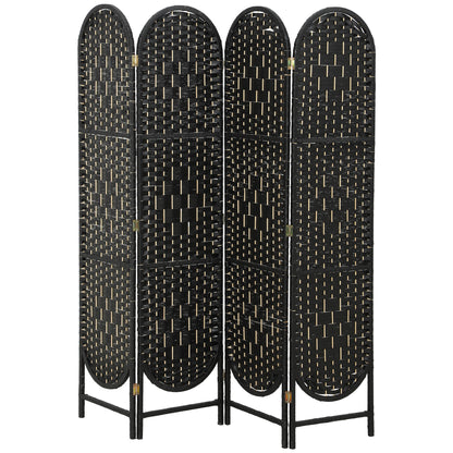 Biombo bohemio trenzado de 6 paneles arqueados