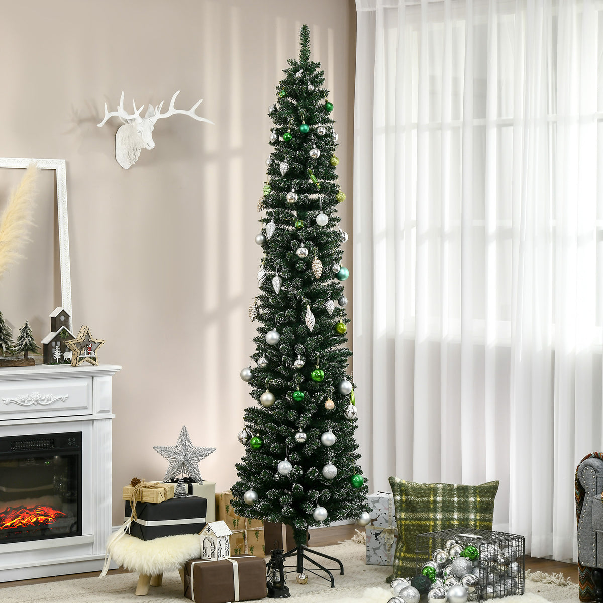 Snow-Tipped Pencil Christmas Tree 6 ft