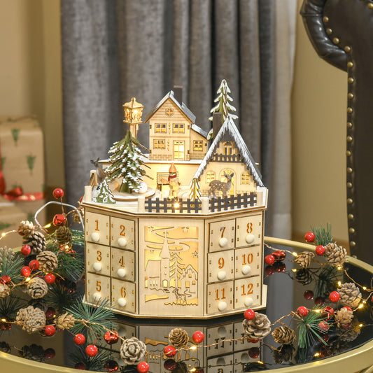 Wooden Advent Calendar with LED Lights