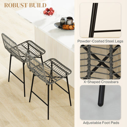 Rattan Counter Height Bar Stools Set of 2
