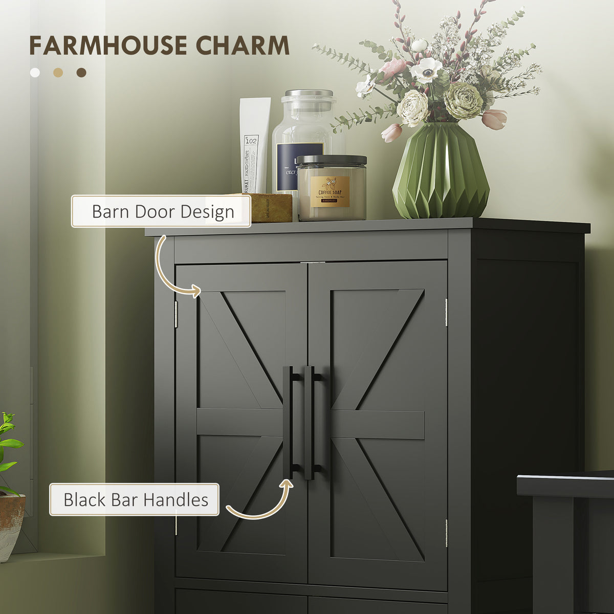 Farmhouse bathroom storage cabinet