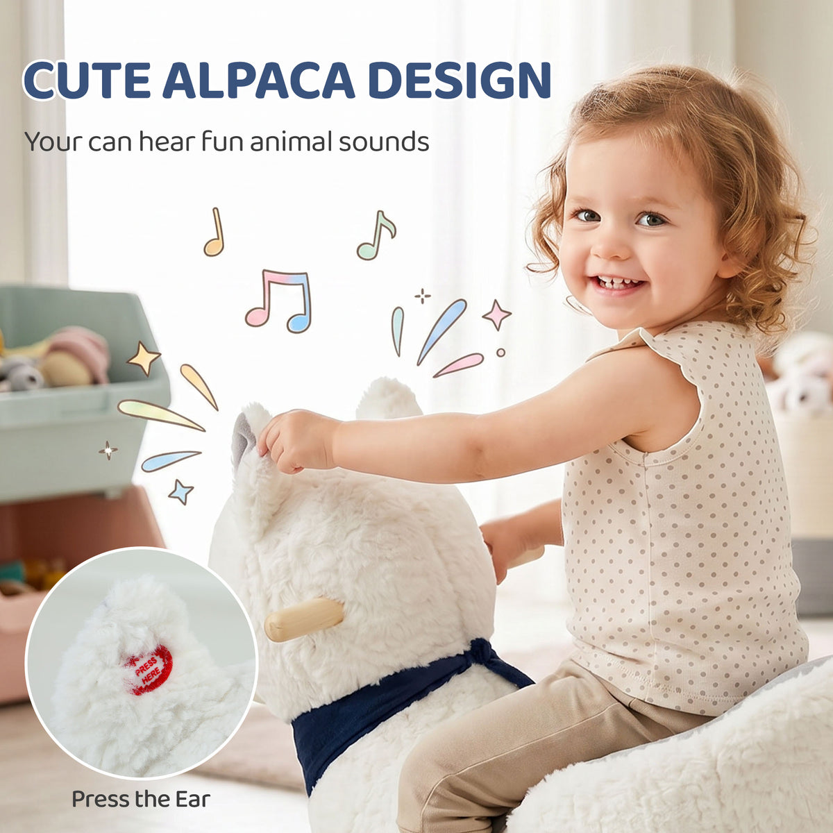 Plush Alpaca Rocking Horse for Babies