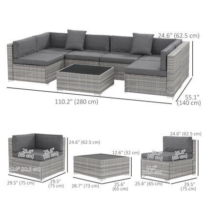 Patio furniture set 7 piece modular rattan with table