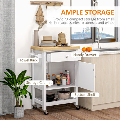 Rolling kitchen island wood cart