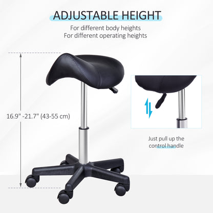 Ergonomic Saddle Stool Rolling Swivel with Wheels