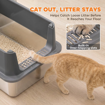 XL Stainless Steel Litter Box 2-Pack — grey