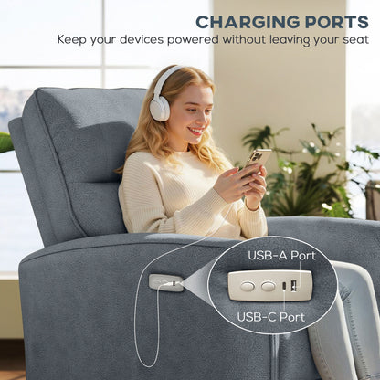 Sillón reclinable eléctrico de tejido similar al cuero