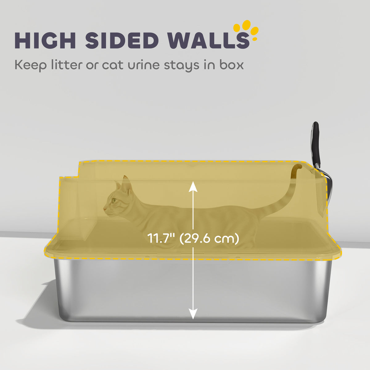 XL Stainless Steel Cat Litter Box — Grey