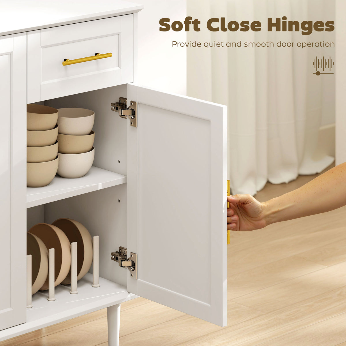 Modern Buffet Cabinet with Soft-Close Doors 140 cm