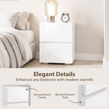 Modern Nightstand 2-Drawer Bedside Table — Set of 2