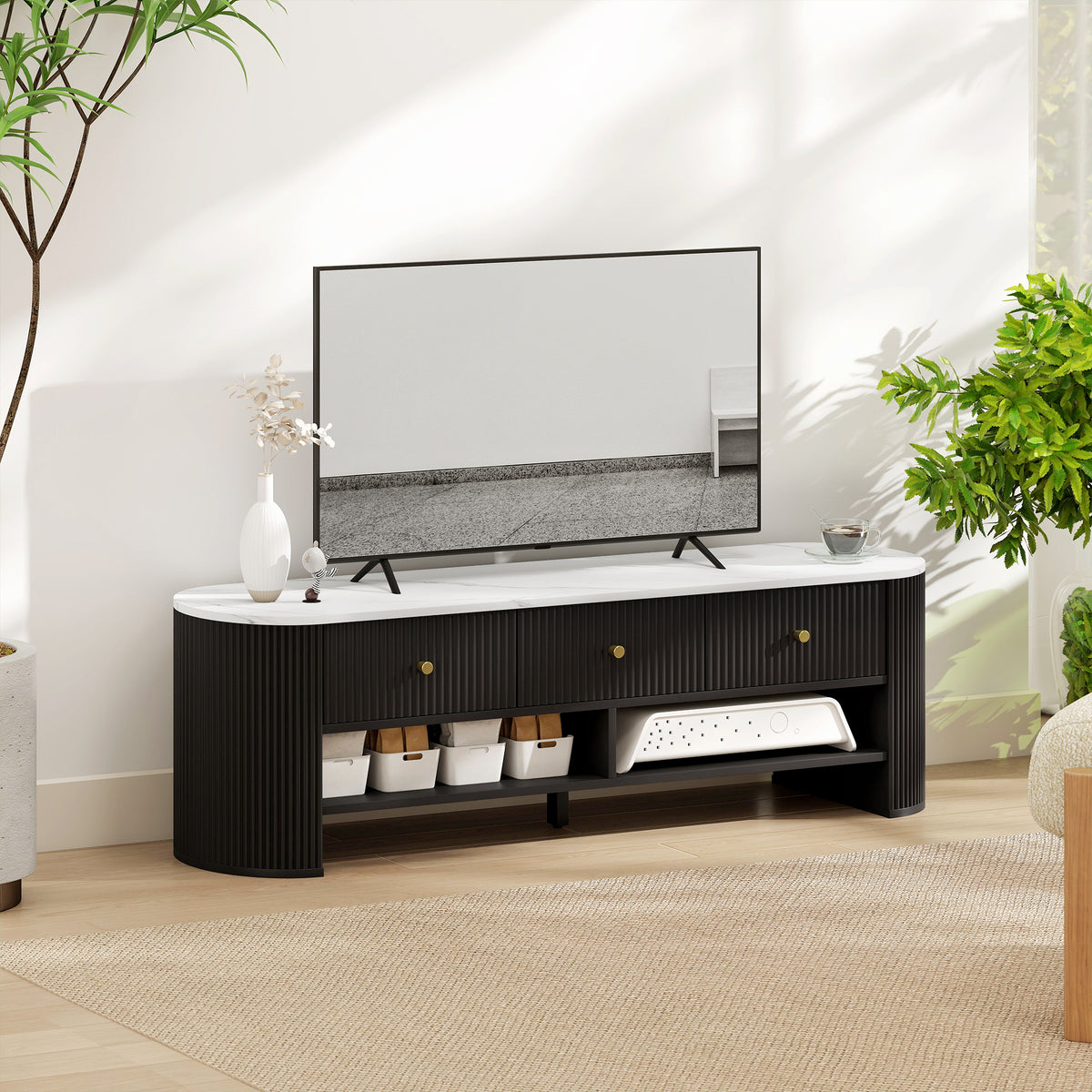 Modern marble effect TV stand for 81-165 cm TV