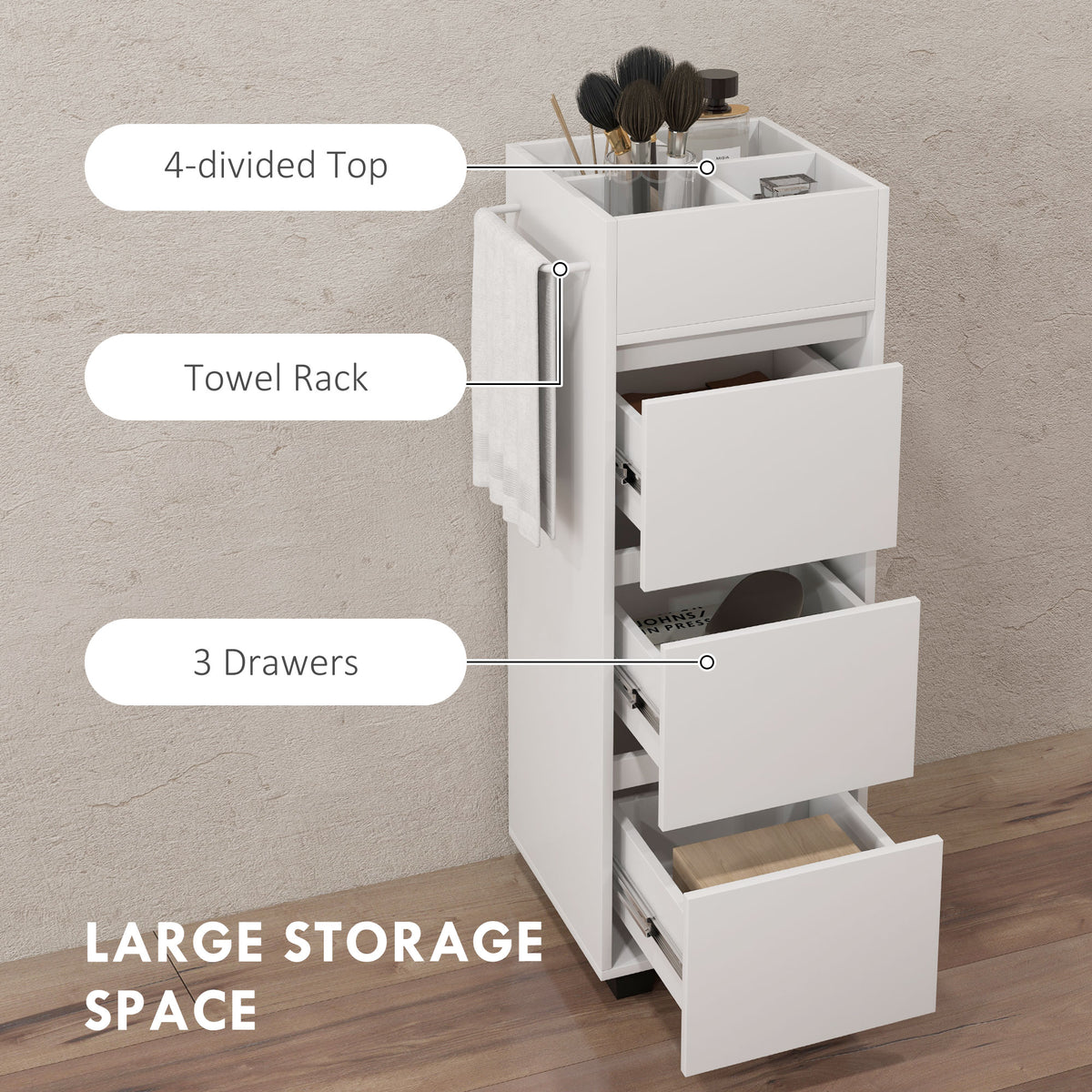 Slim bathroom storage cabinet