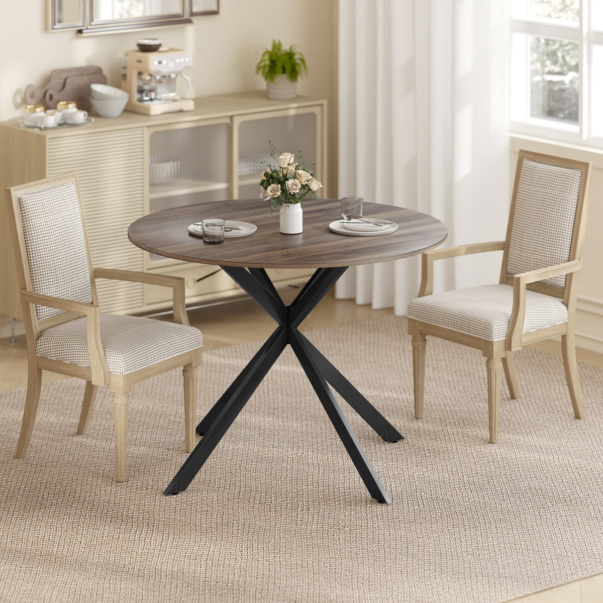 Round Kitchen Table 40 inch — black