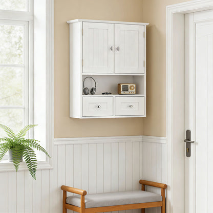 Wall Cabinet Bathroom with Drawers and Open Shelf