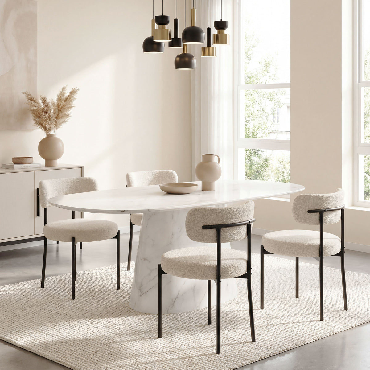 Juego de 4 sillas de comedor modernas acolchadas