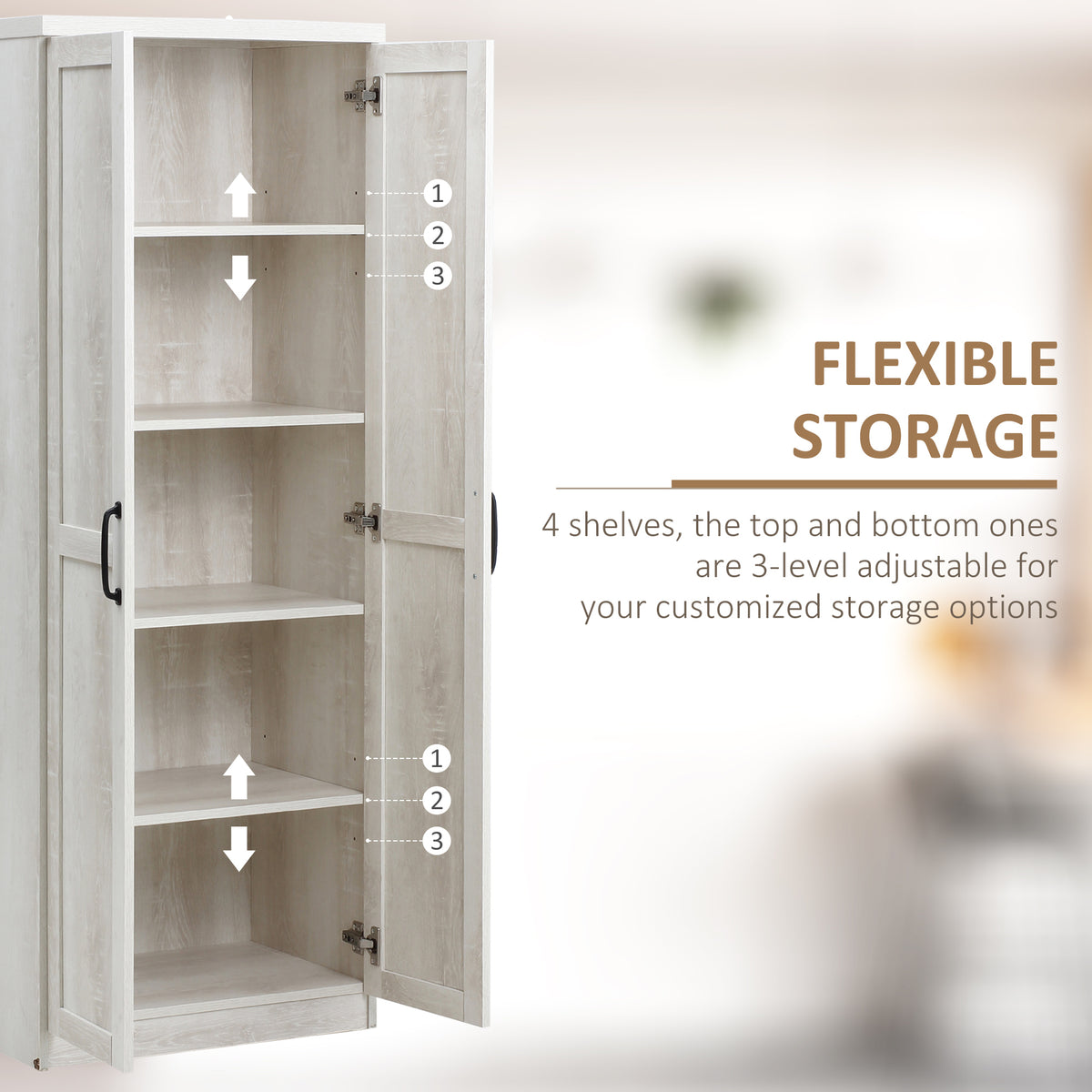 5-Tier Kitchen Pantry Cabinet with Doors